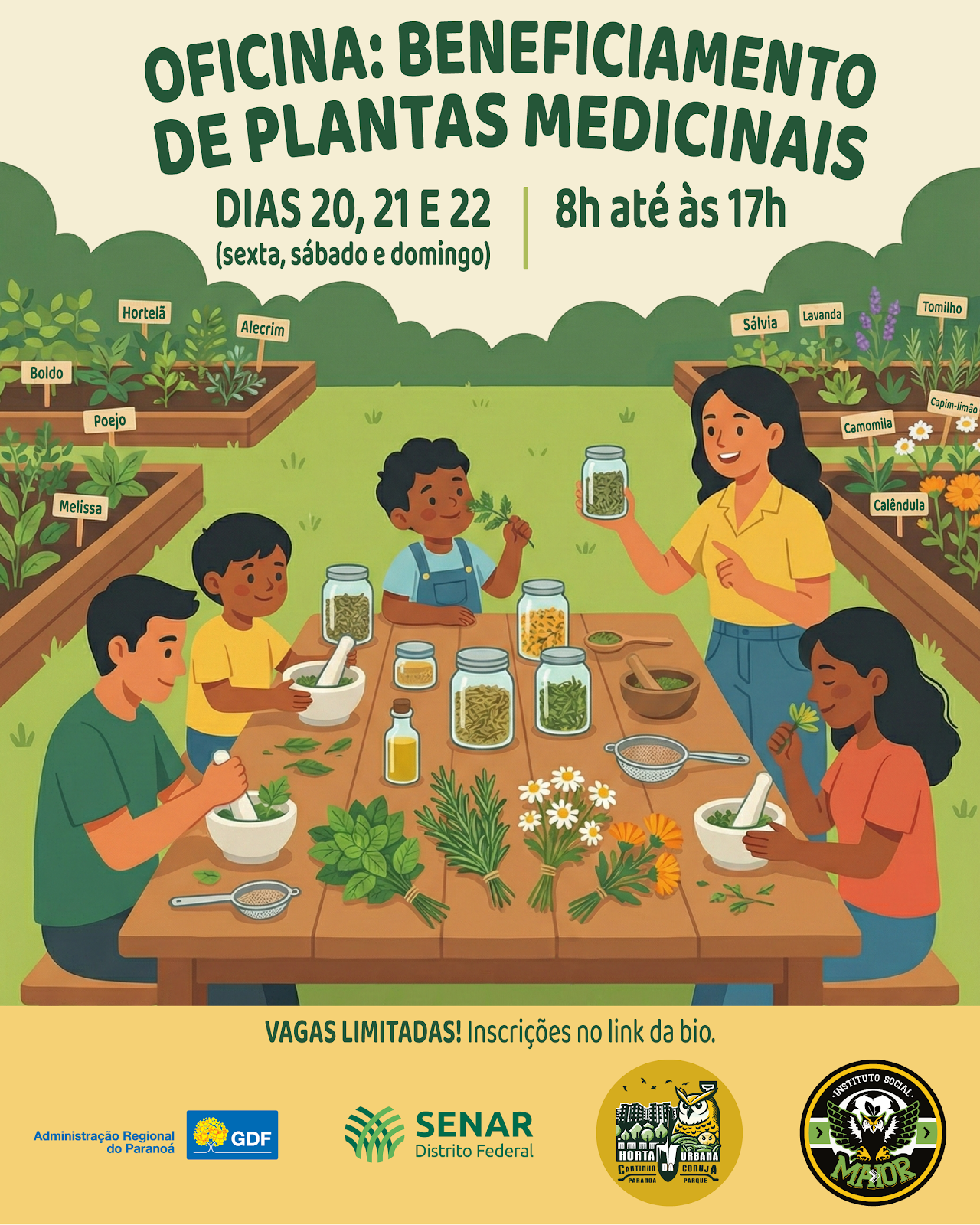 Flyer do evento Beneficiamento de Plantas Medicinais
